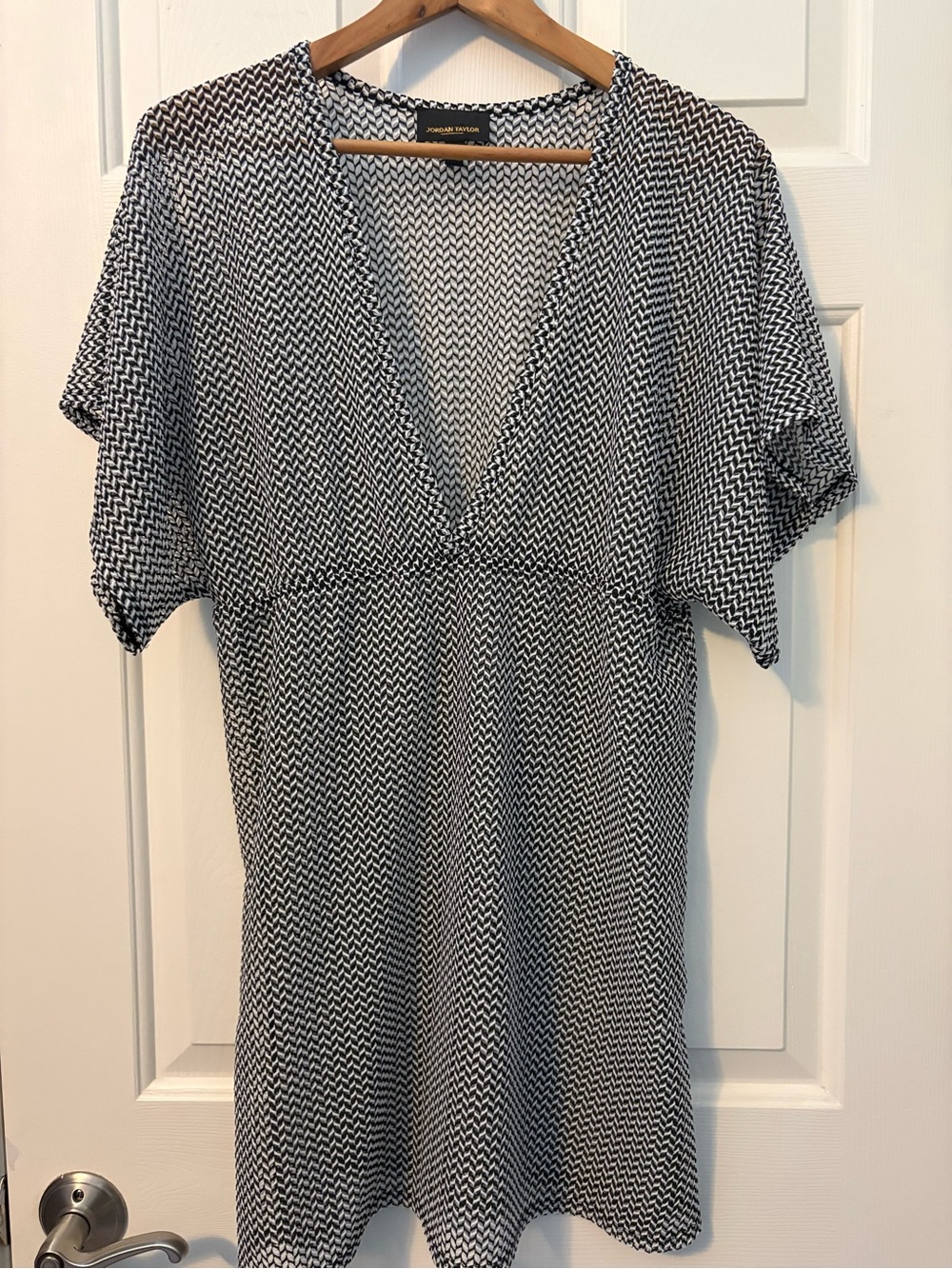 Jordan Taylor Women's Mesh Swim Coverup - Black & White - Sz L